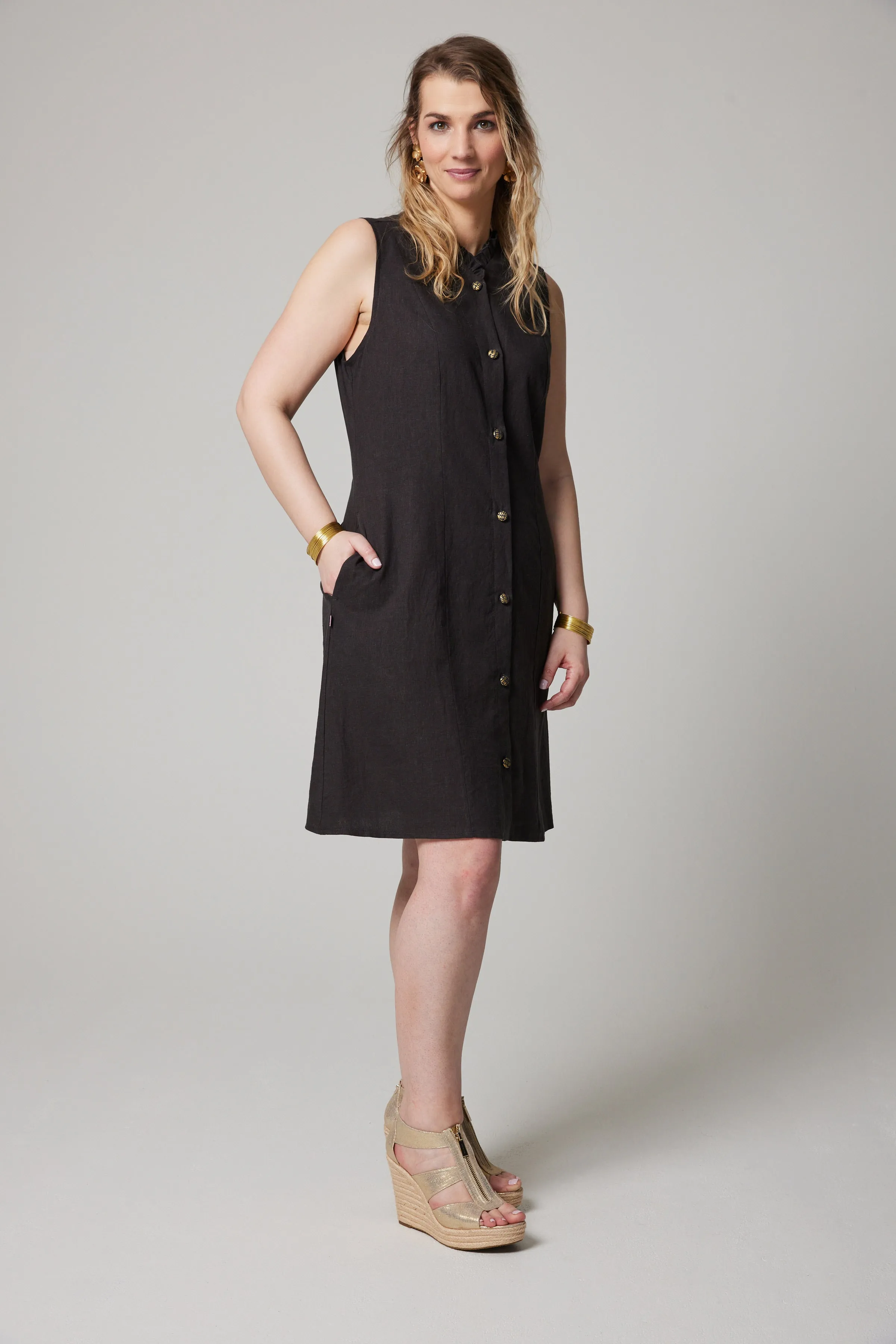 Linen Butterfly Dress - Anthracite