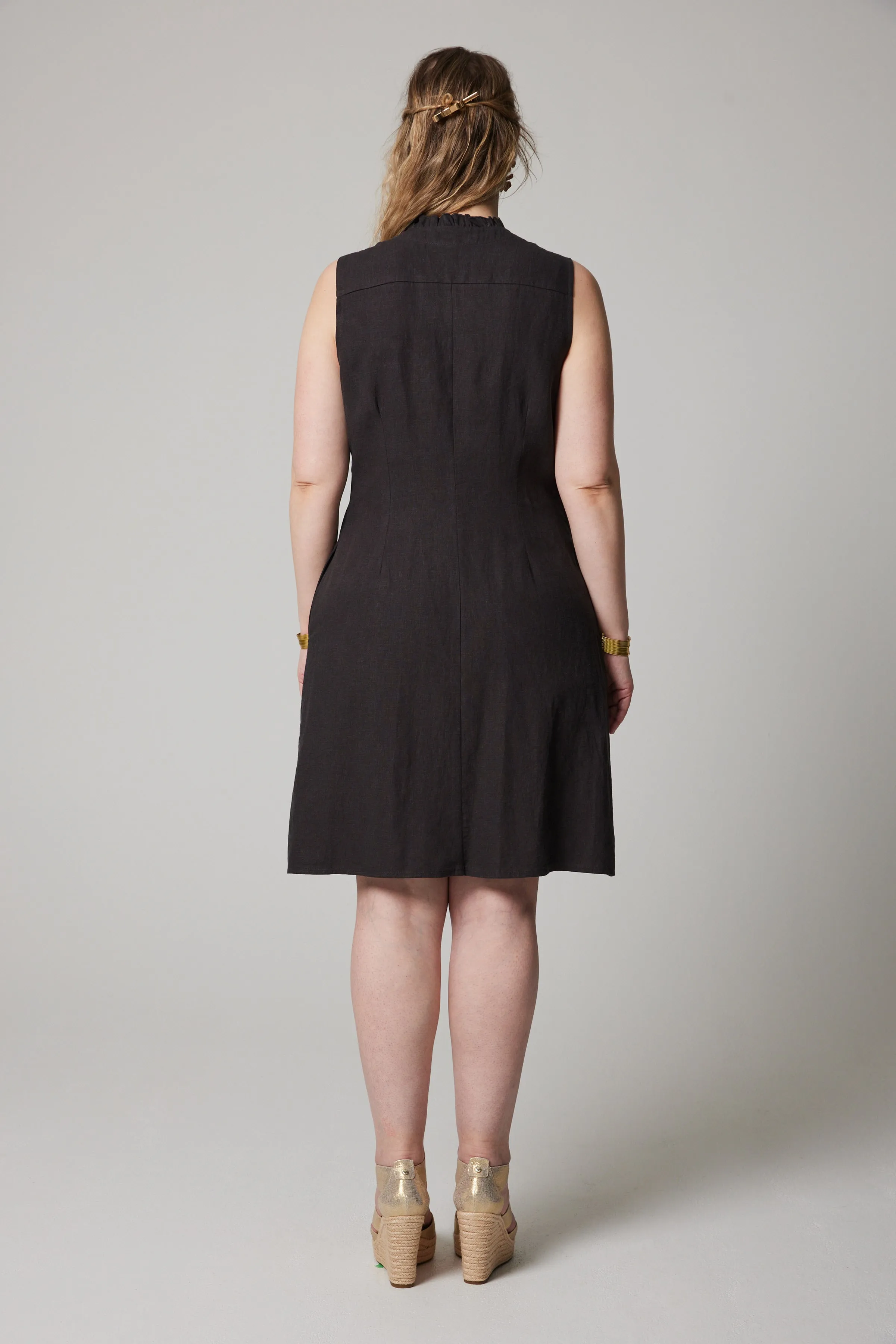 Linen Butterfly Dress - Anthracite