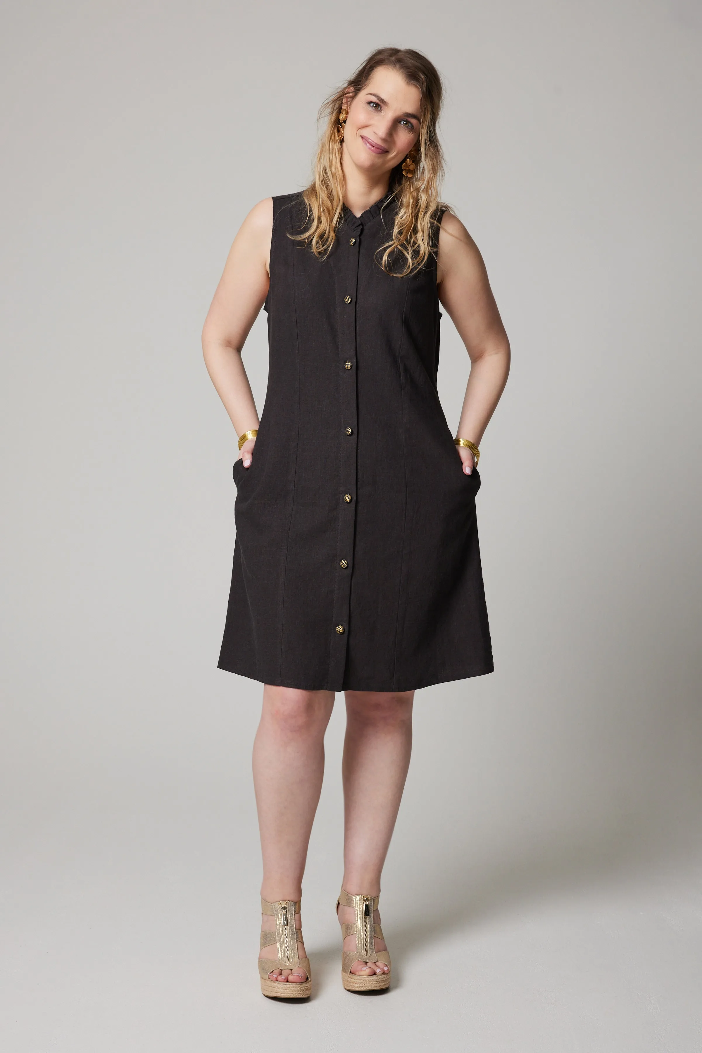 Linen Butterfly Dress - Anthracite