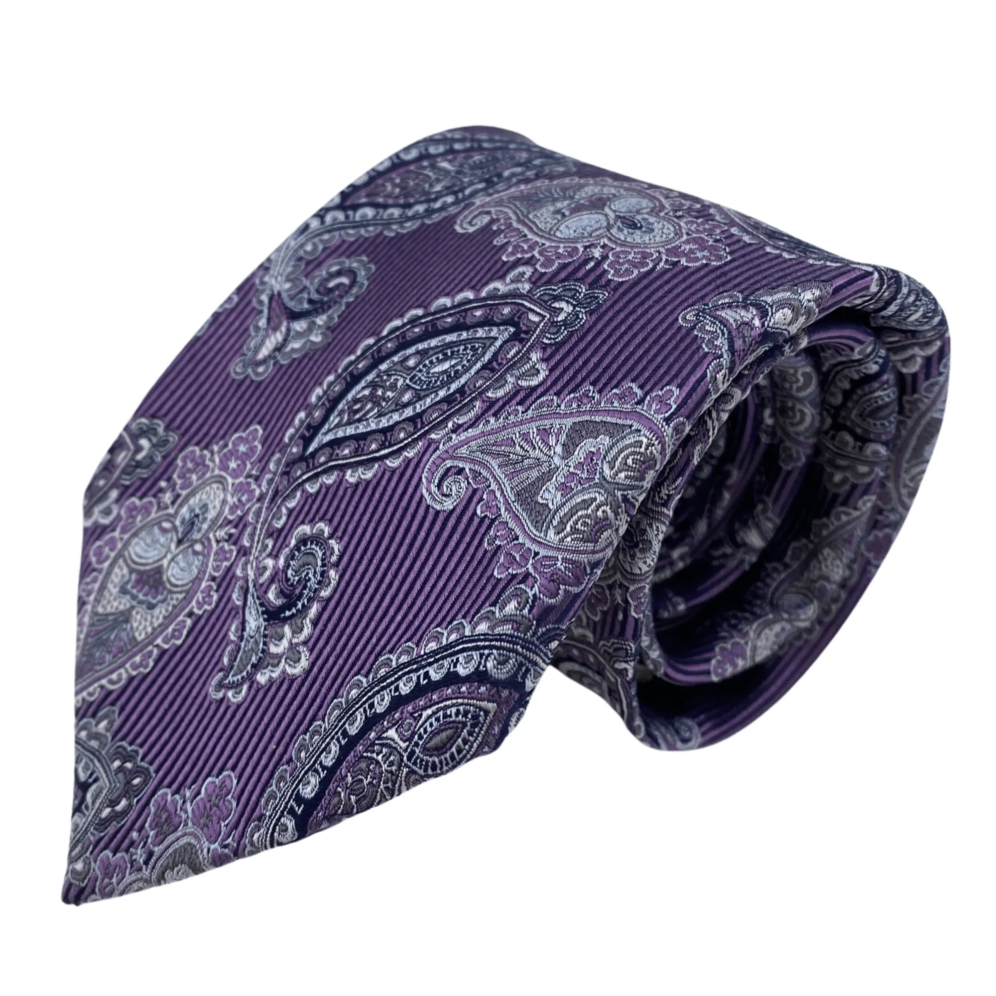 LOMBARDO Paisley Silk Tie - Purple