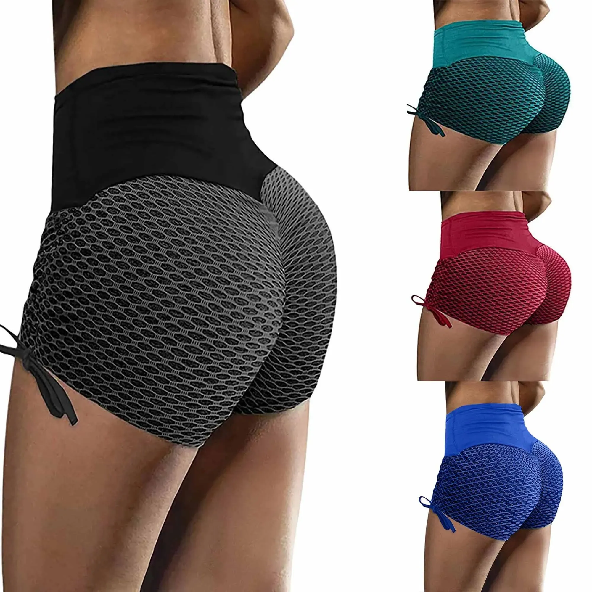 LVSANW 2024 European and American Amazon Spring/Summer New Elastic Jacquard Pants Spliced Slim Fit Yoga Sports Bottom Shorts for Women