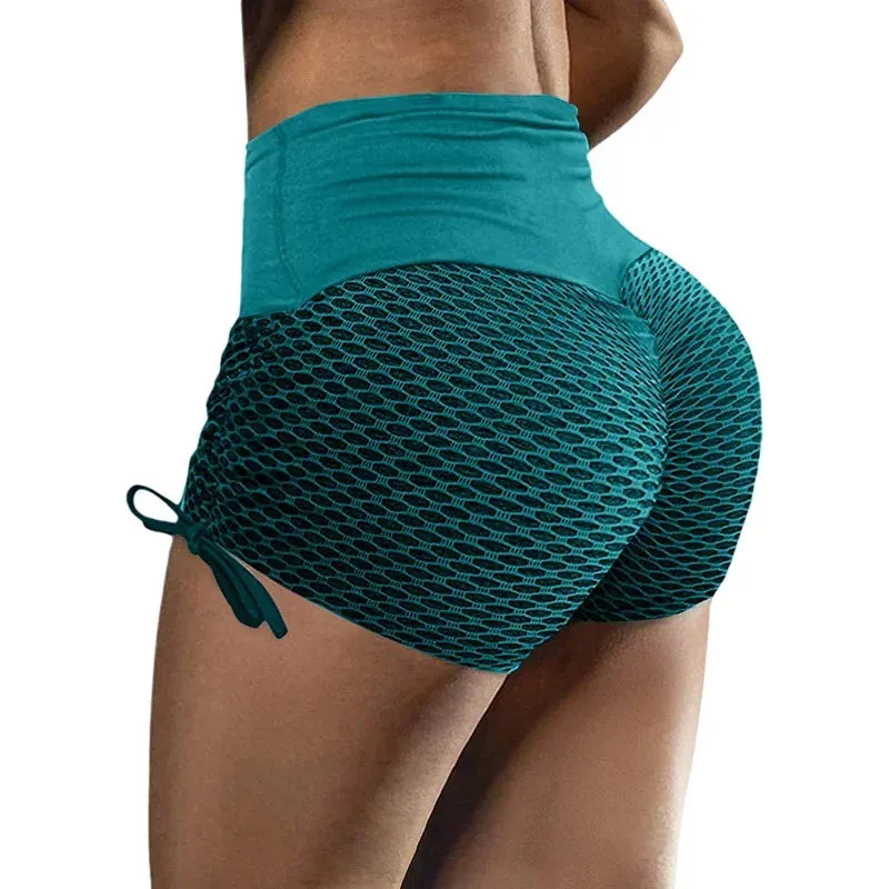 LVSANW 2024 European and American Amazon Spring/Summer New Elastic Jacquard Pants Spliced Slim Fit Yoga Sports Bottom Shorts for Women