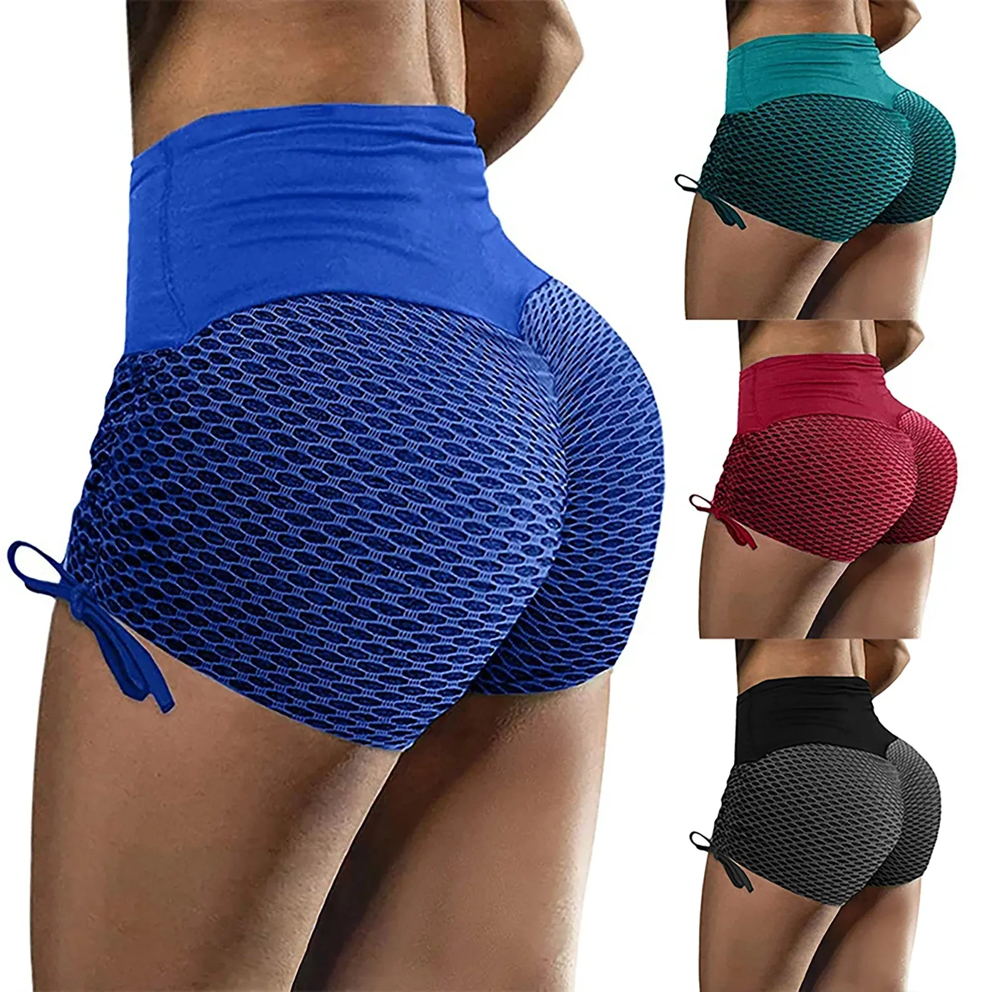 LVSANW 2024 European and American Amazon Spring/Summer New Elastic Jacquard Pants Spliced Slim Fit Yoga Sports Bottom Shorts for Women