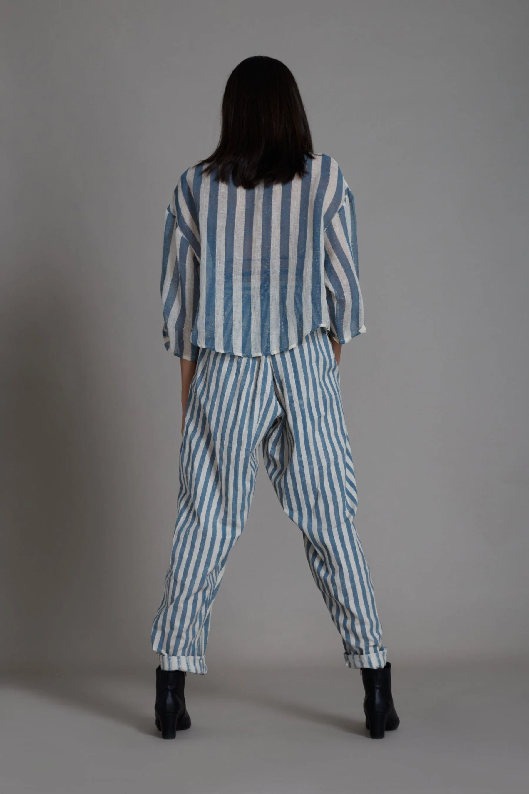 Mati Ikka Co-Ord Set-Blue stripe (2 PCS)