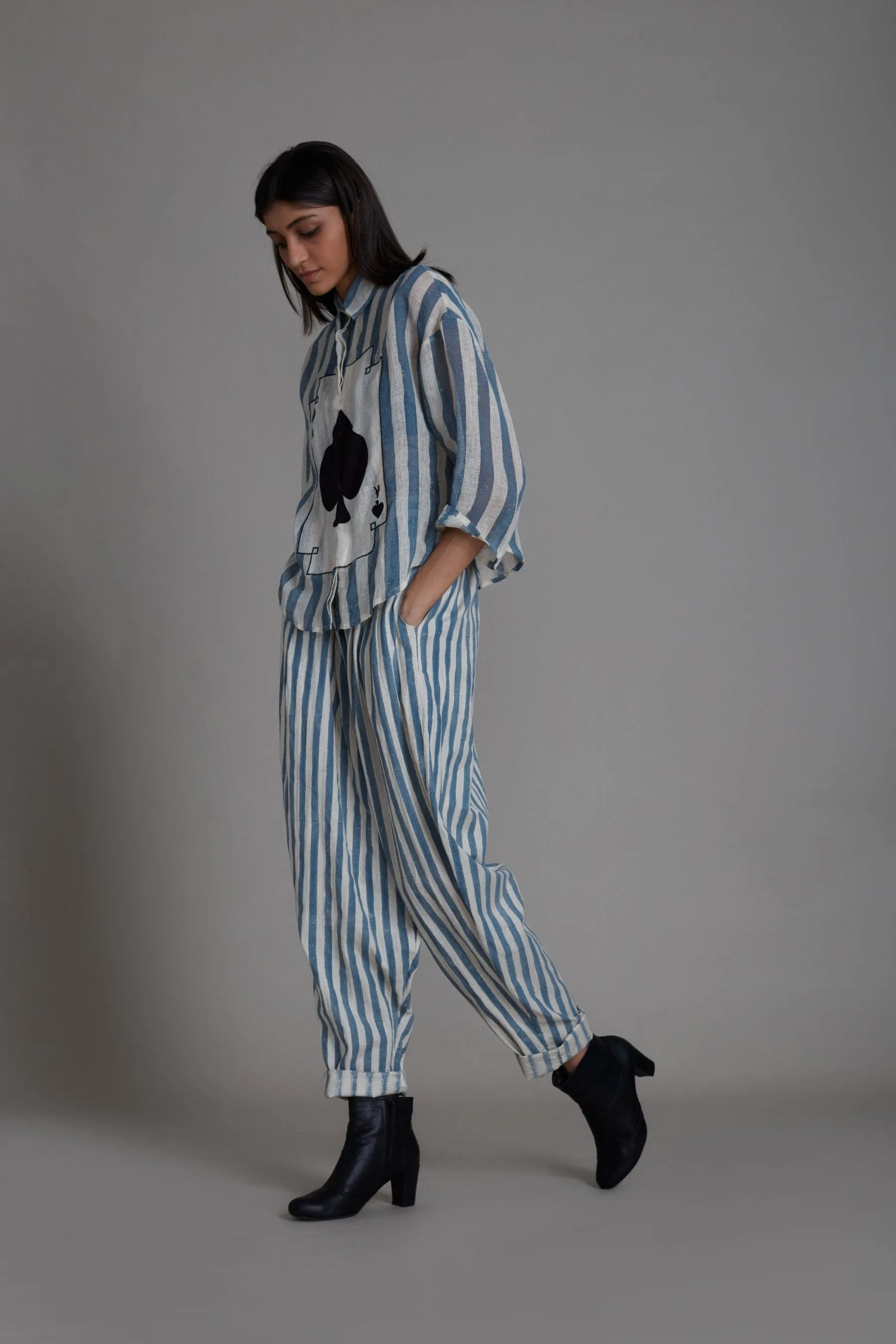 Mati Ikka Linen Shirt-Blue Stripe