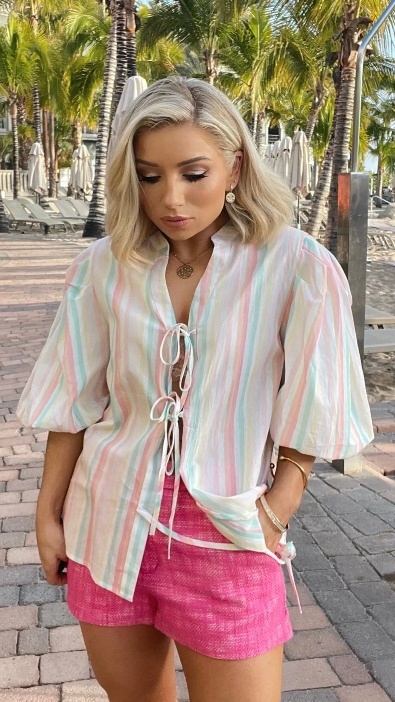 MELONERAS COTTON STRIPE BLOUSE