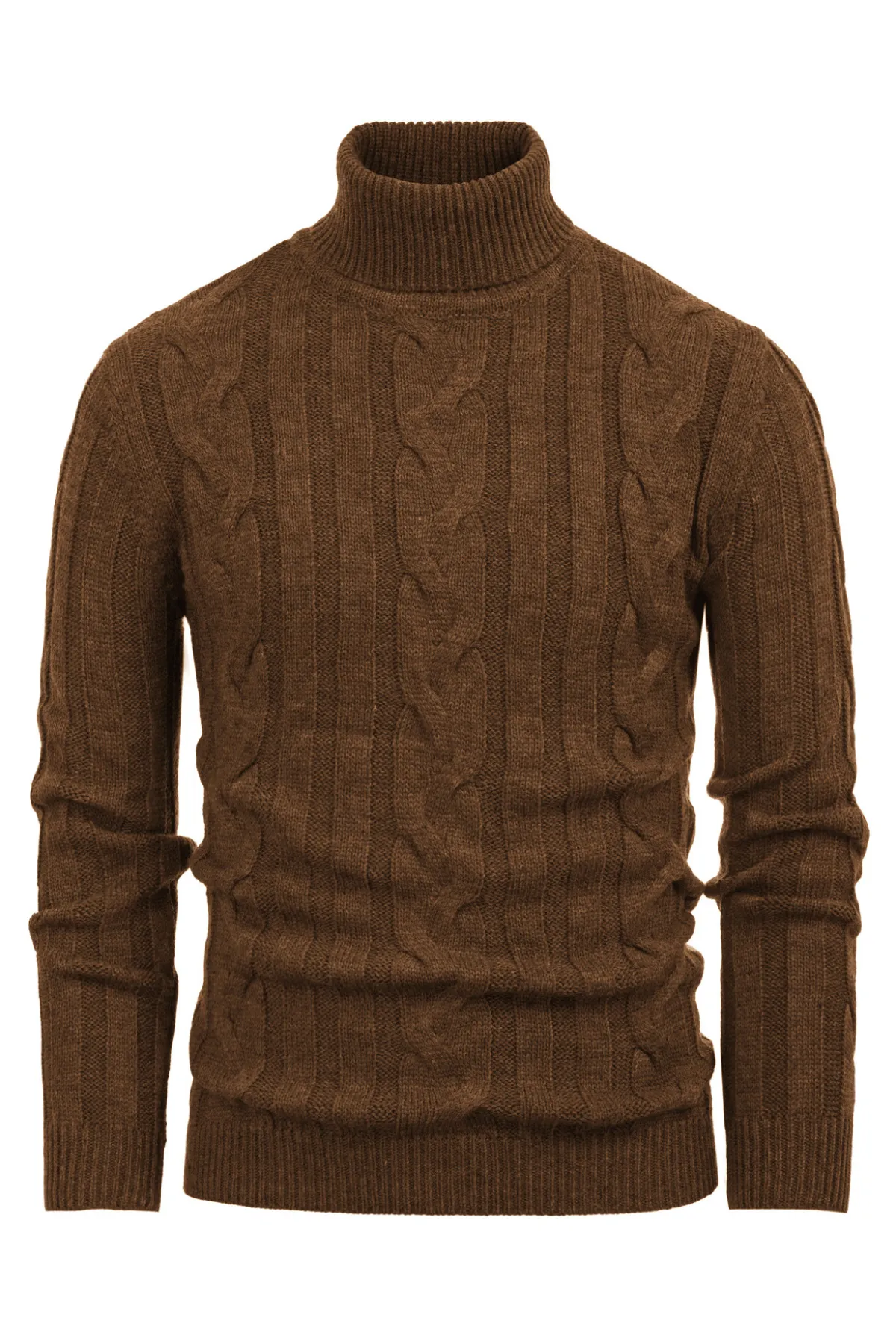 Men's Casual Turtleneck Sweaters Cable Knit Thermal Pullover Sweater