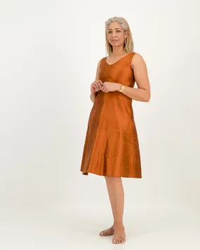 Rust-Colored Mila Silk Dress: Stylish and Luxurious