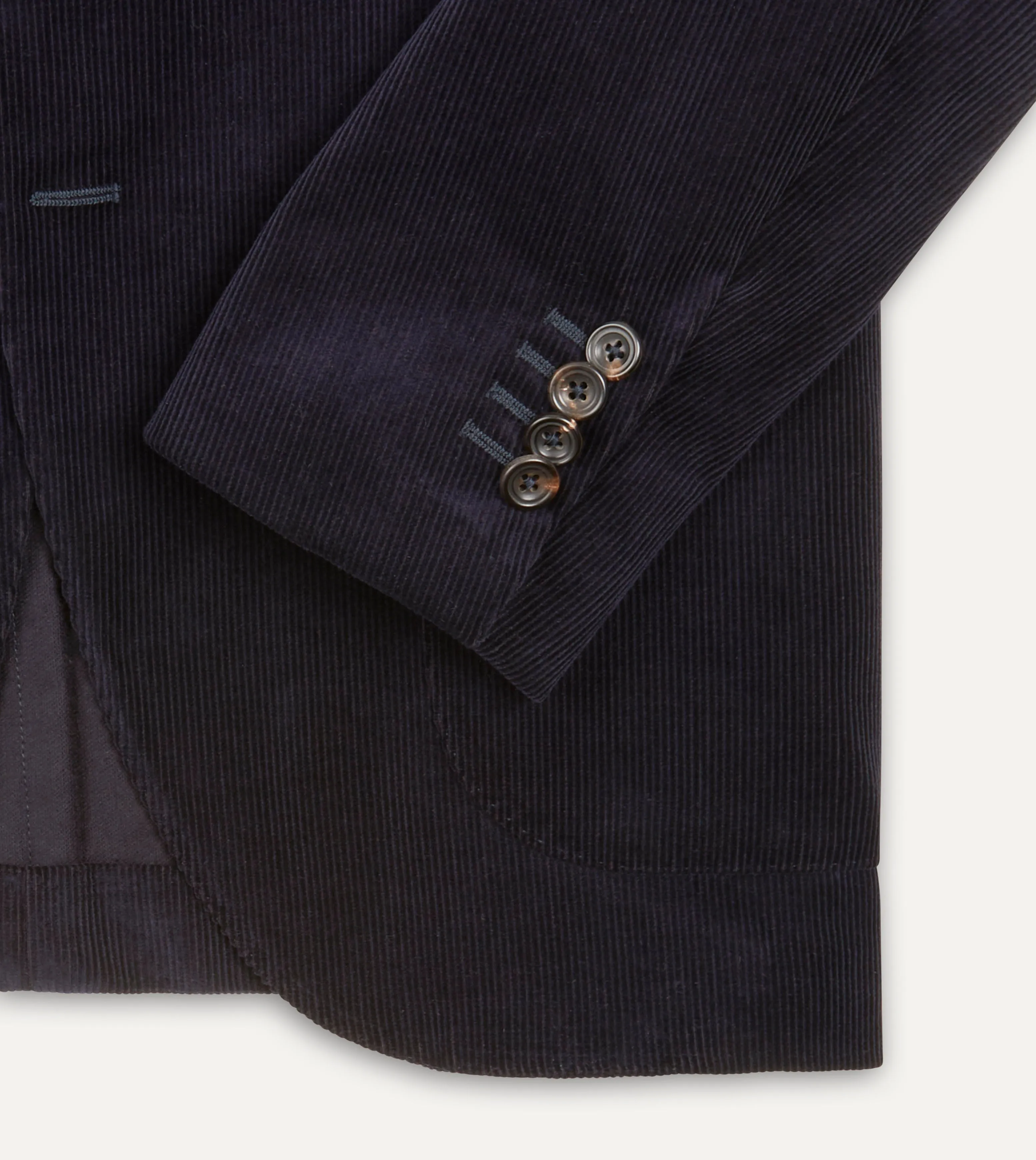 Navy Mid-Wale Cotton Corduroy Tailored Jacket