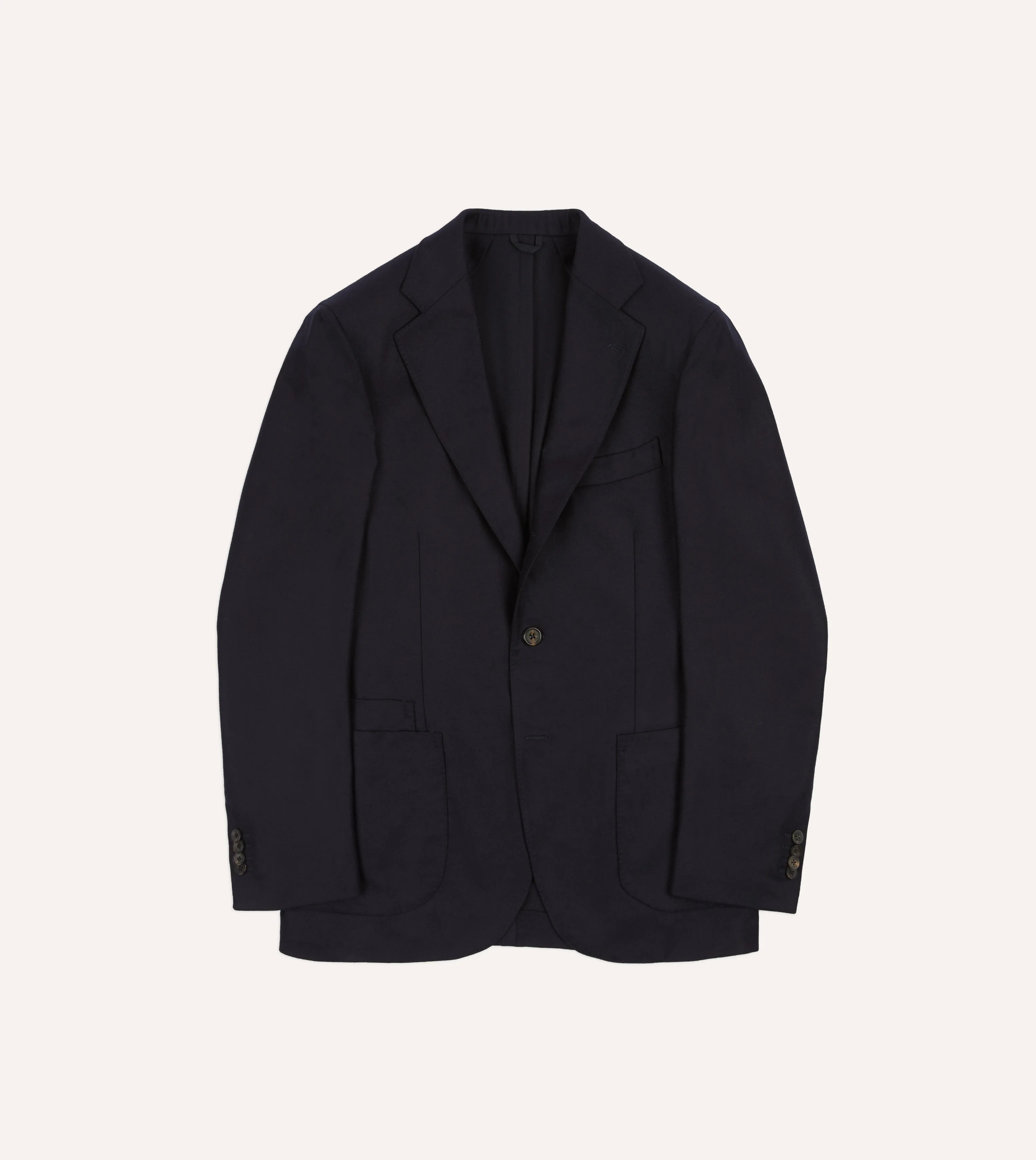 Navy Wool Flannel Tailored Jacket