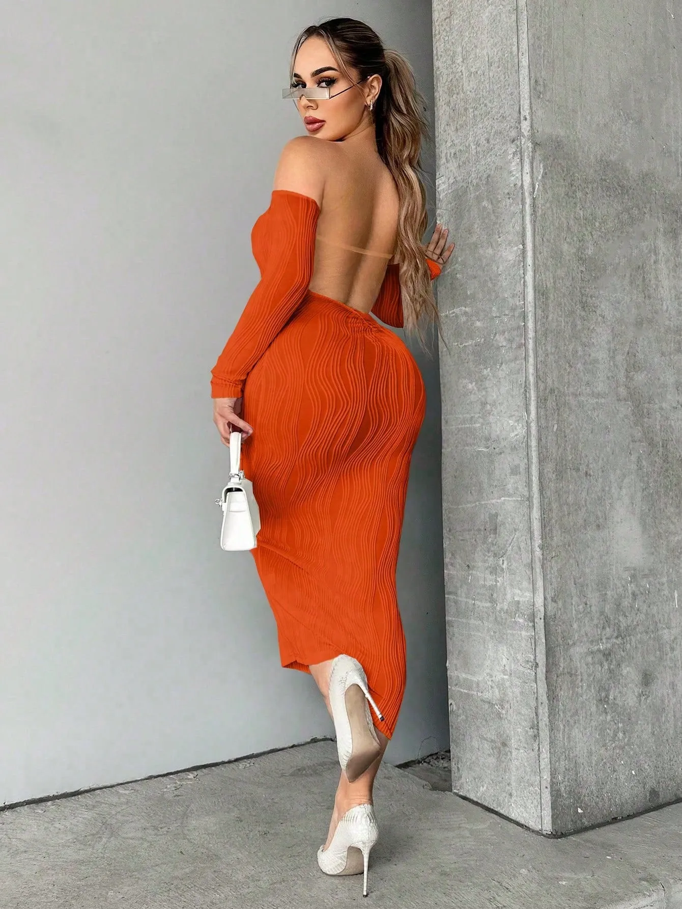 Off The Shoulder Backless Bodycon Dress