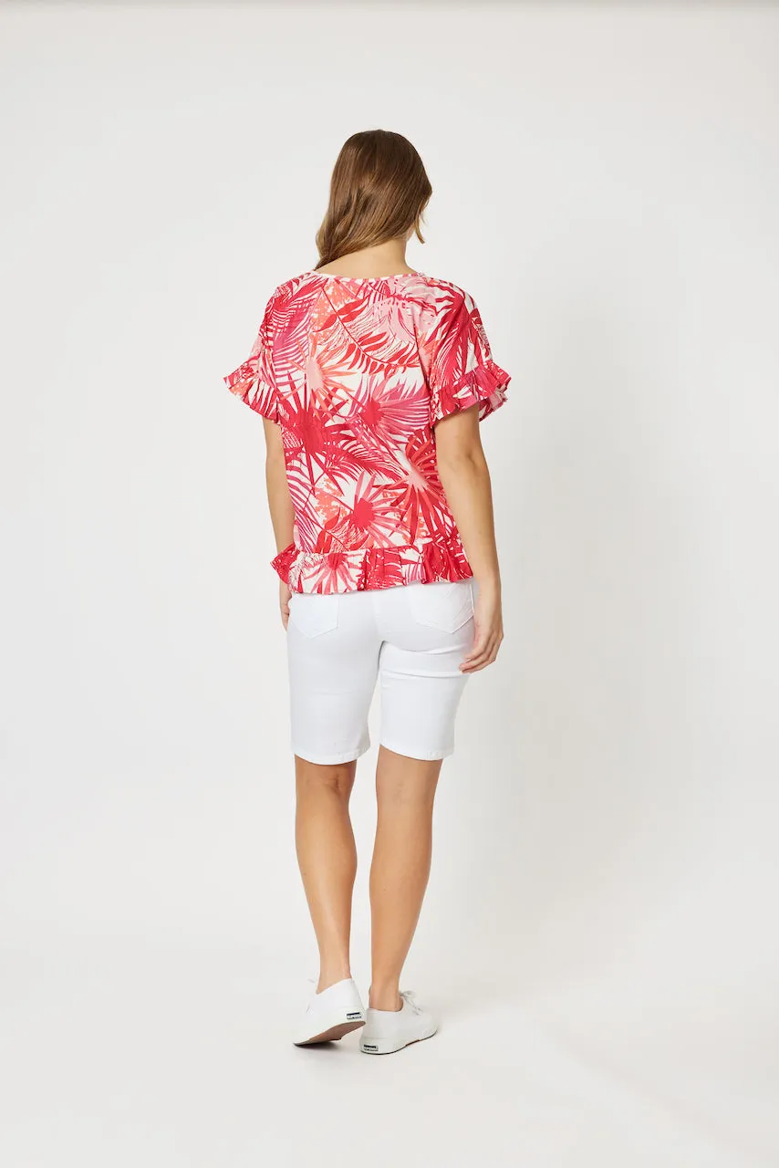 Palm Print Cotton Top