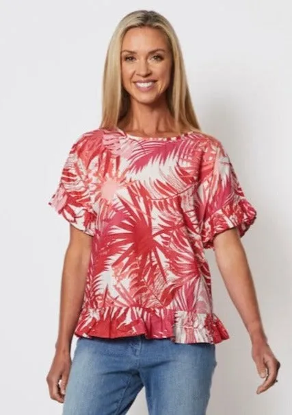 Palm Print Cotton Top