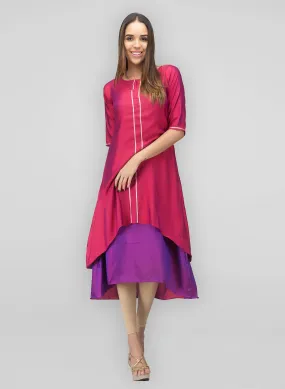 Pink Silk Layered Dress