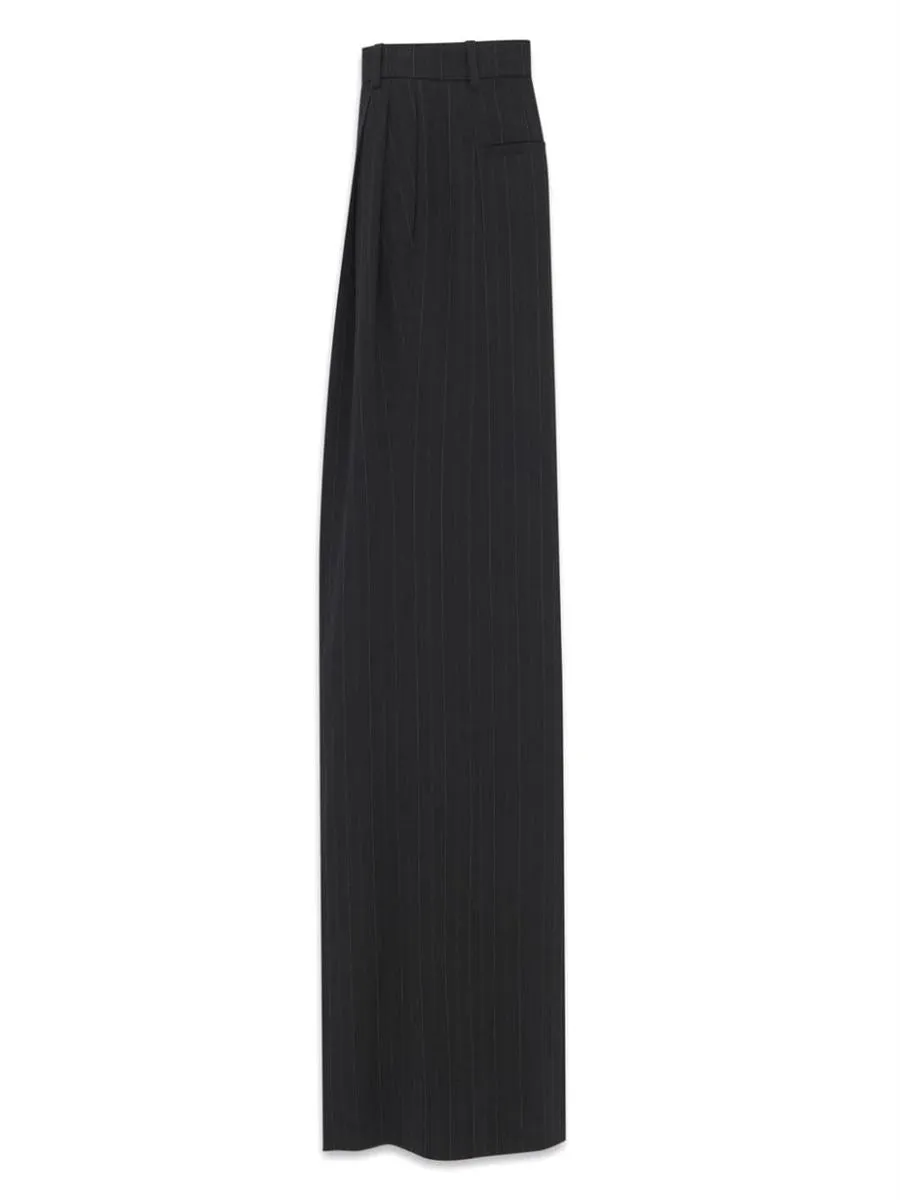 PINSTRIPE WIDE-LEG TAILORED TROUSERS