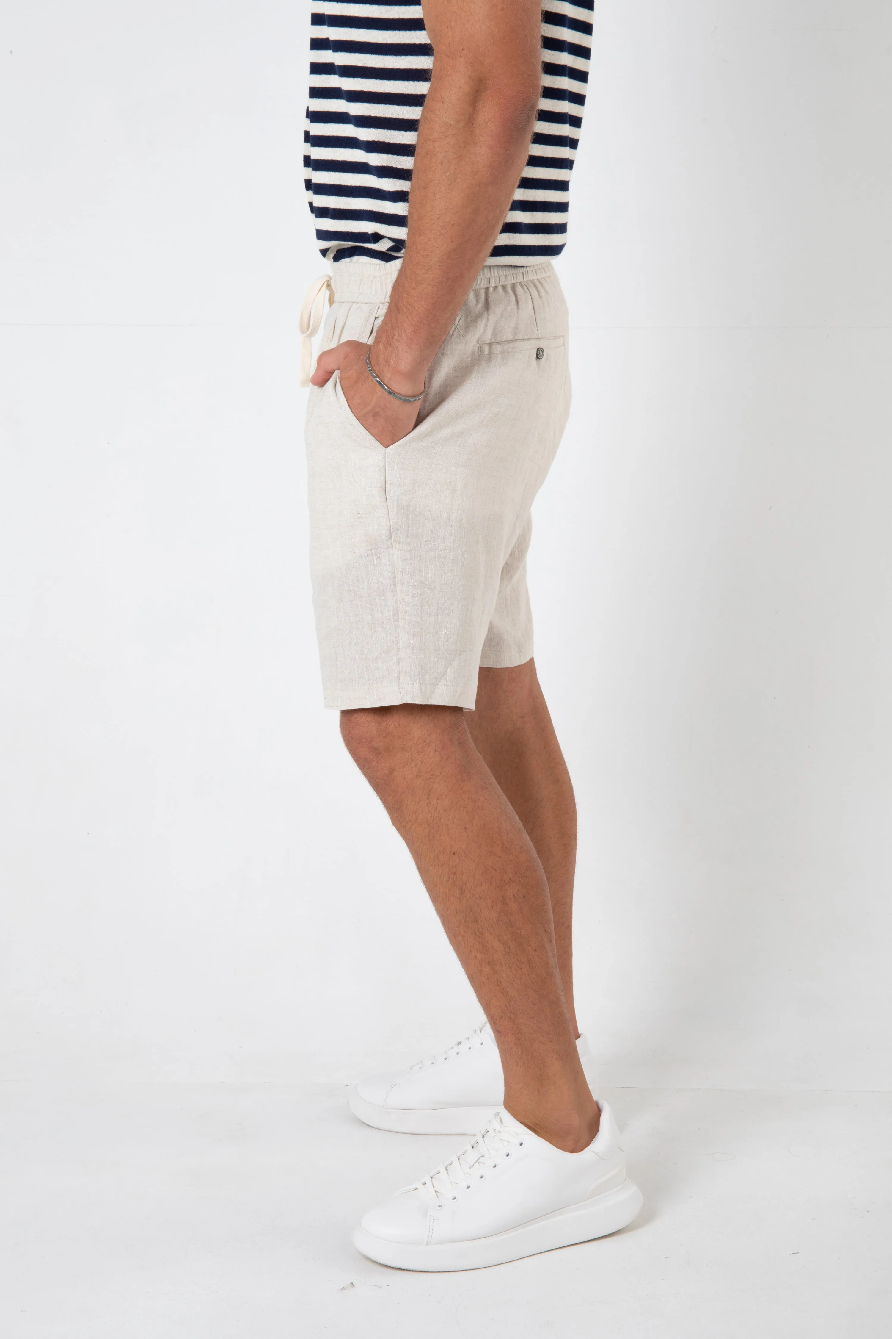 RUFOLO LINEN SHORT - NATURAL