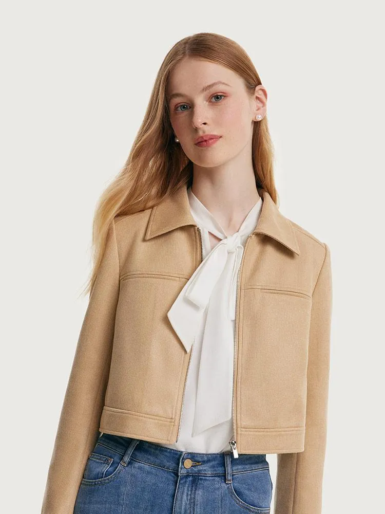 Short Faux Suede Women Jacket