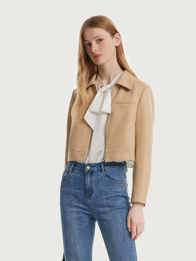 Short Faux Suede Women Jacket