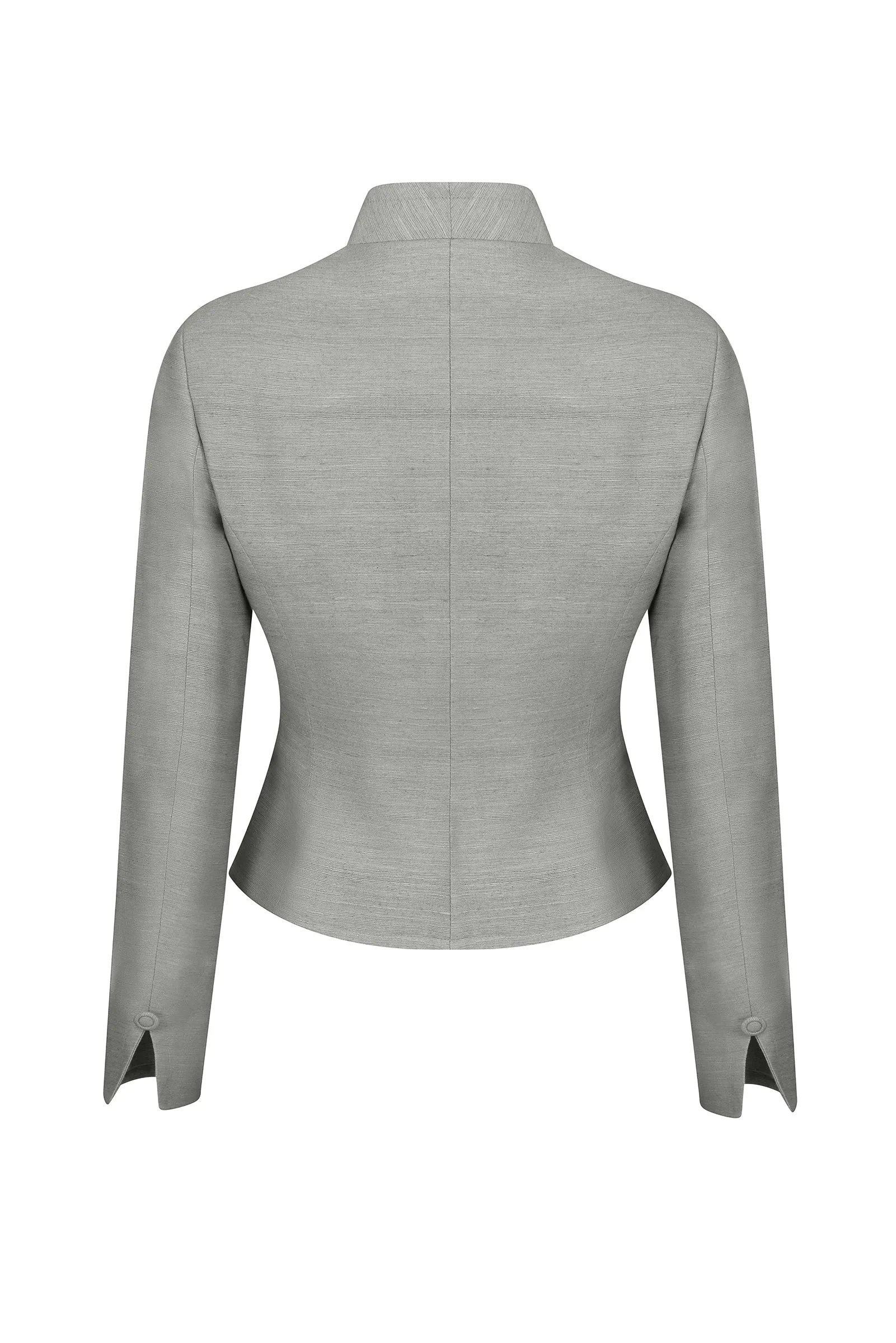 Silk Jacket in Stone Coloured Raw Silk - Margo