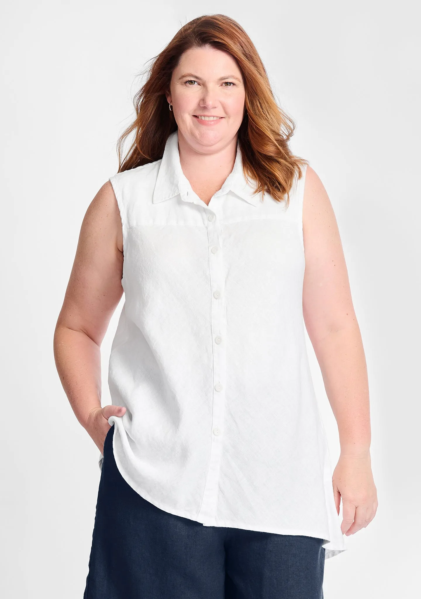 Skyline Blouse - Sleeveless Linen Blouse