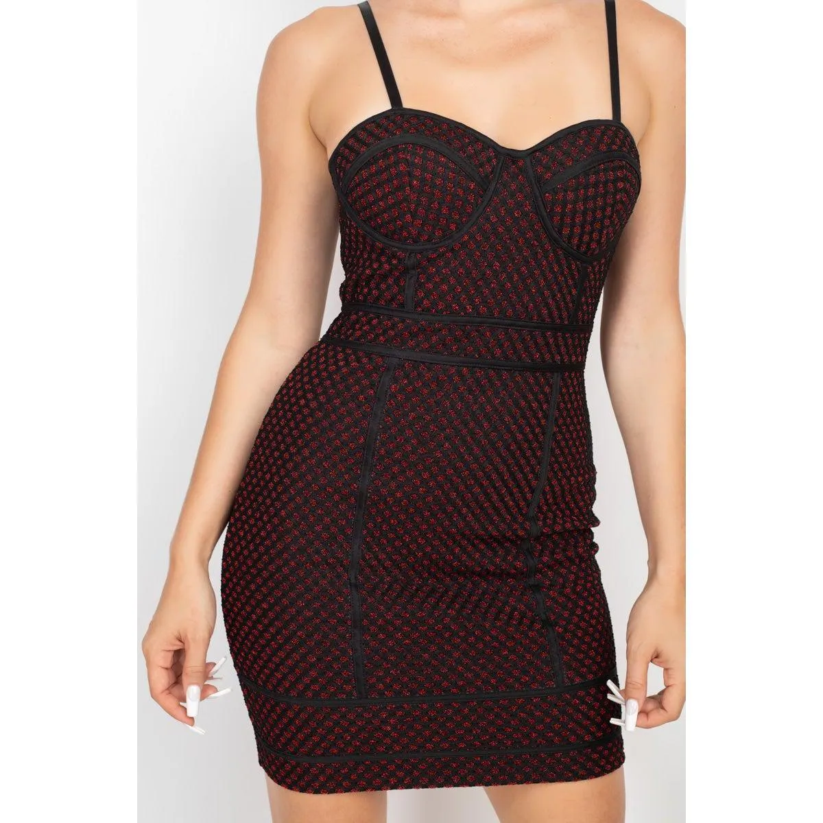 Sleeveless Sparkle Honeycomb Bodycon Dress