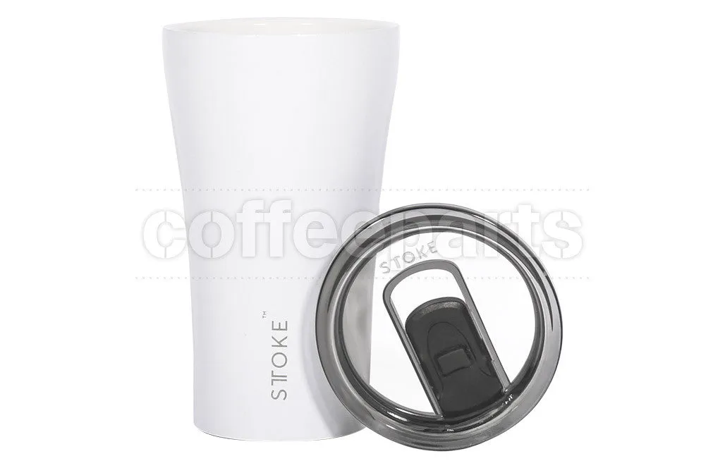 Sttoke Ceramic  Resusable Thermal Coffee Cup 12OZ White