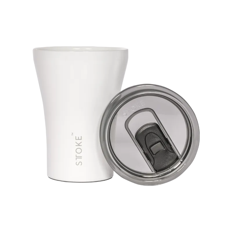 Sttoke Ceramic  Resusable Thermal Coffee Cup 12OZ White