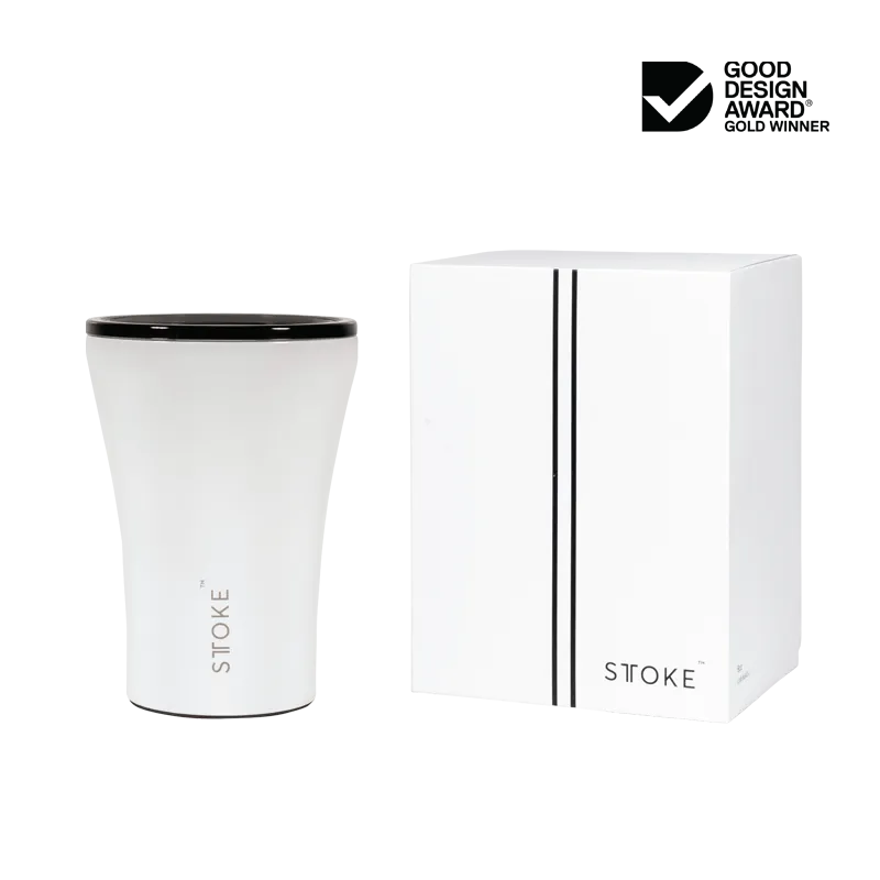 Sttoke Ceramic  Resusable Thermal Coffee Cup 12OZ White