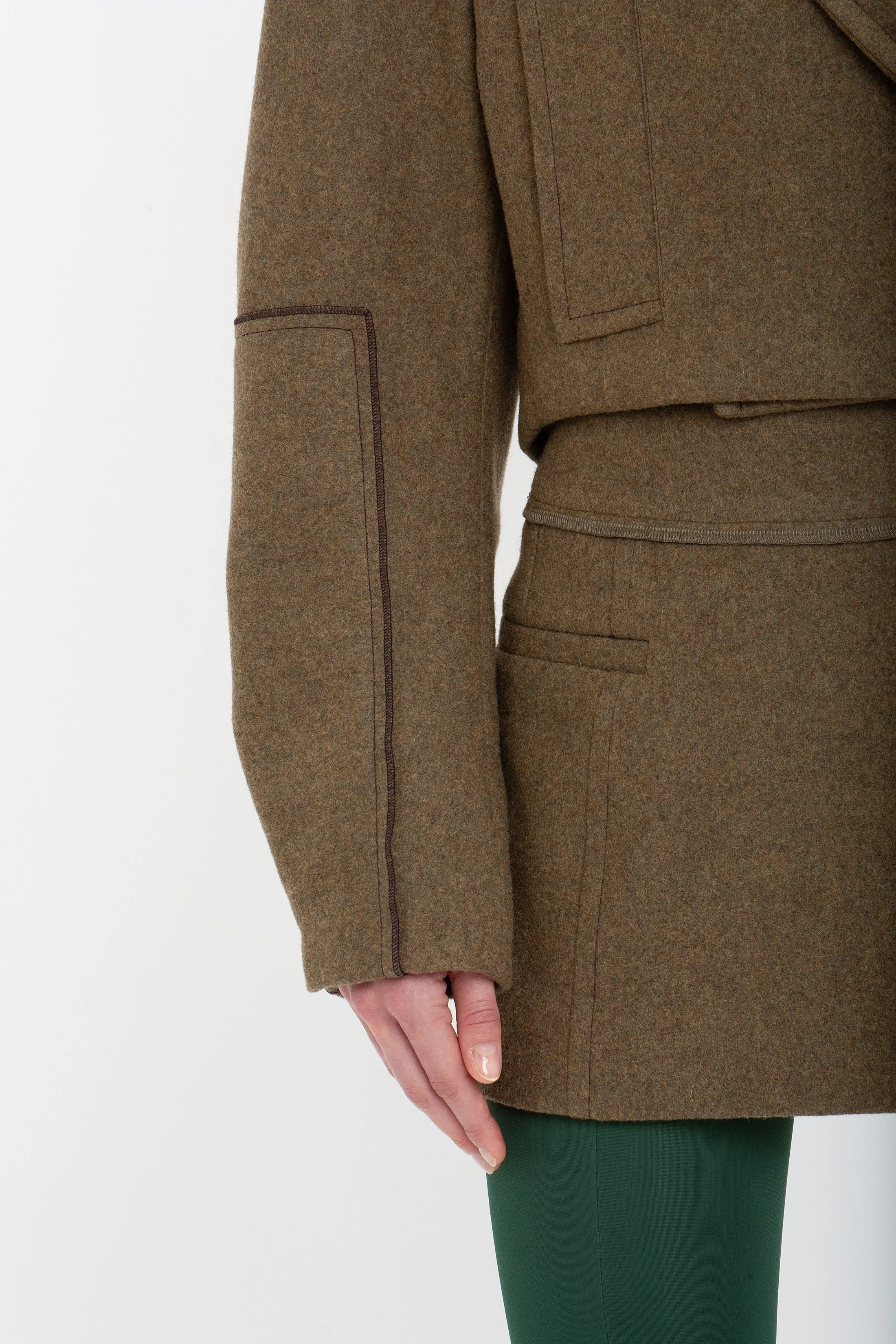 Tailored Mini Skirt In Khaki