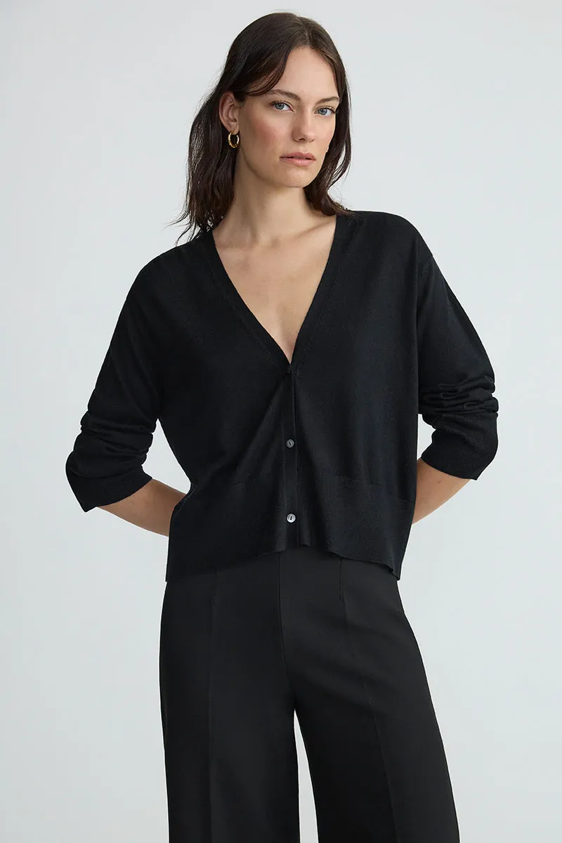 THE SILK CARDIGAN - BLACK