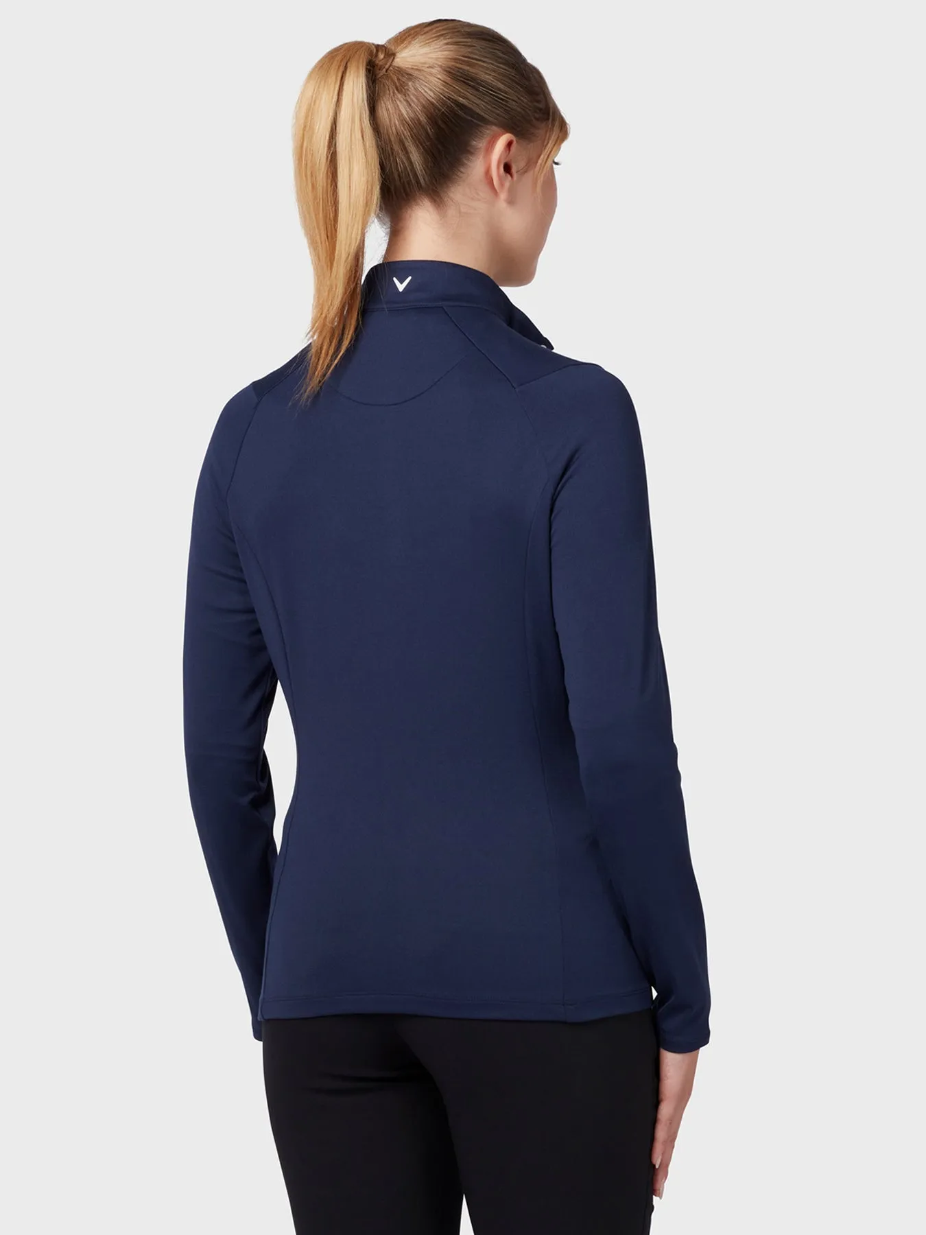 Women's Thermal Longsleeve Fleece Back Jersey Polo In Peacoat